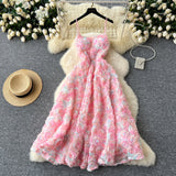 Vestido largo camisola con cuello en U y cremallera y apliques florales 