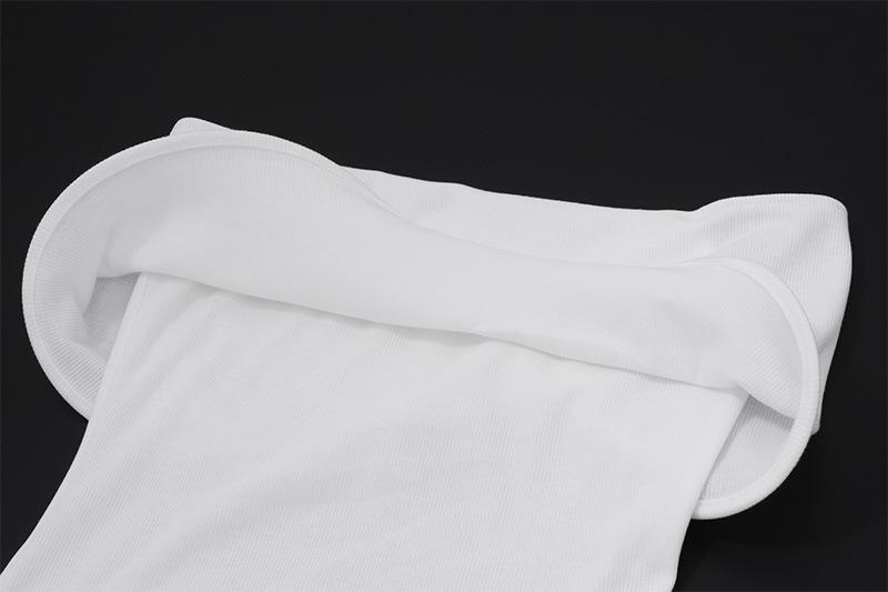Off shoulder ruffle ribbed solid tube midi dress