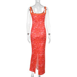 Mini-robe camisole dos nu à imprimé fleuri et col en U fendu 
