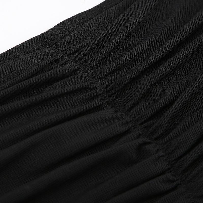 Irregular bowknot ribbon ruched lace solid midi skirt