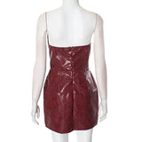 Mini-robe tube zippée en cuir PU à col en cœur 