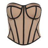 Haut bustier dos nu contrasté à col en cœur 