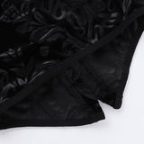 Halter button hollow out backless print top