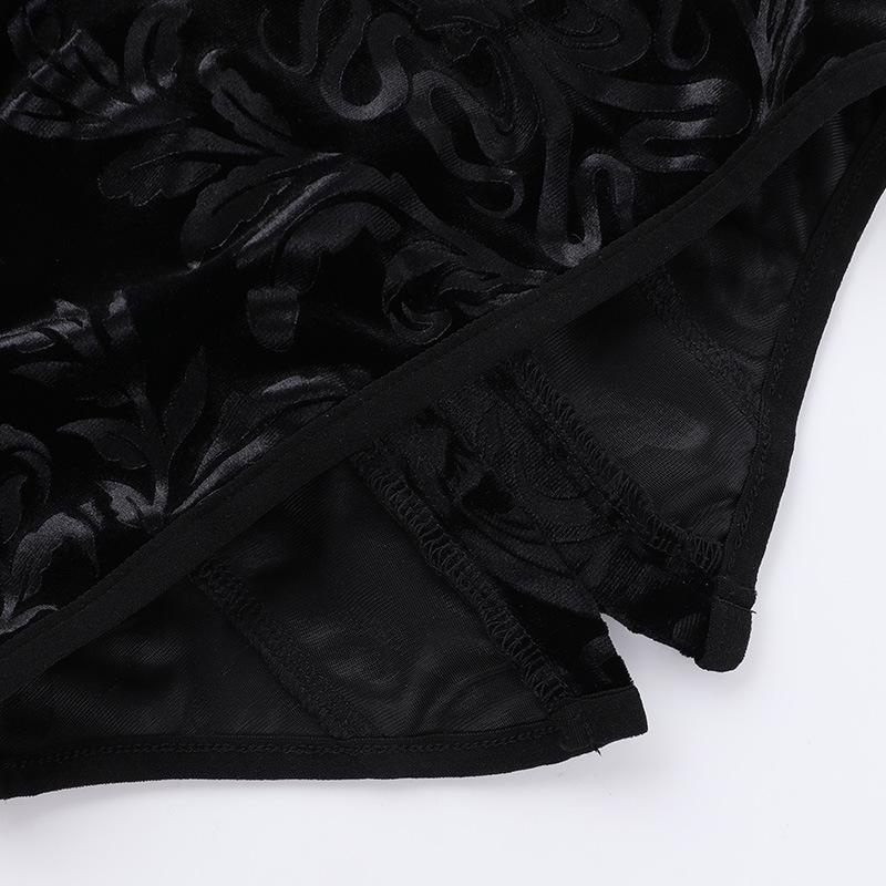 Halter button hollow out backless print top