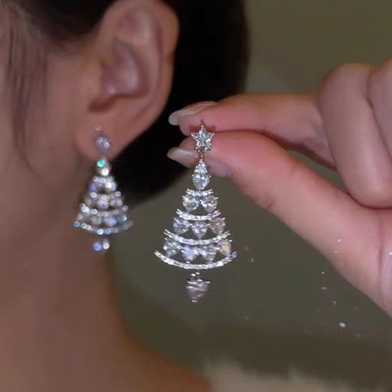 Faux pearl pendant christmas tree decor drop earrings
