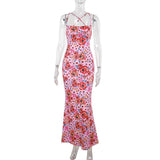 Robe longue à imprimé floral et dos croisé 