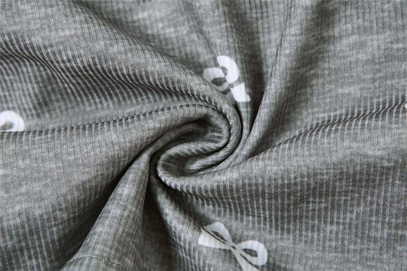 Drawstring lace hem bowknot print A line mini skirt