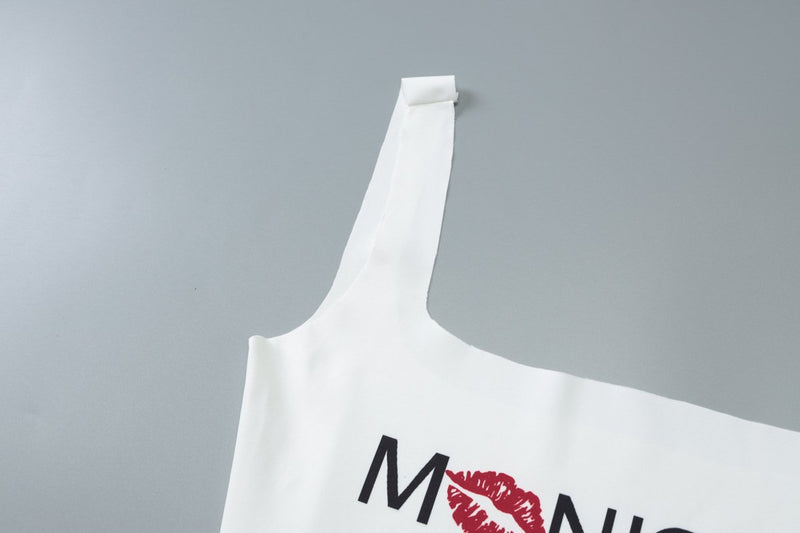 Square neck "MNIQUE" pattern backless cami top