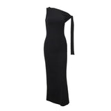 Robe longue asymétrique asymétrique à nouer 