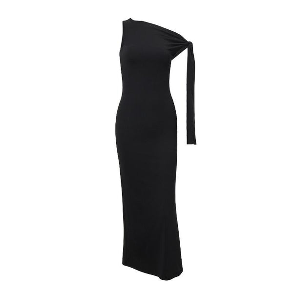 Robe longue asymétrique asymétrique à nouer 
