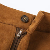 Pantalón recto de talle alto con botones y cremallera 