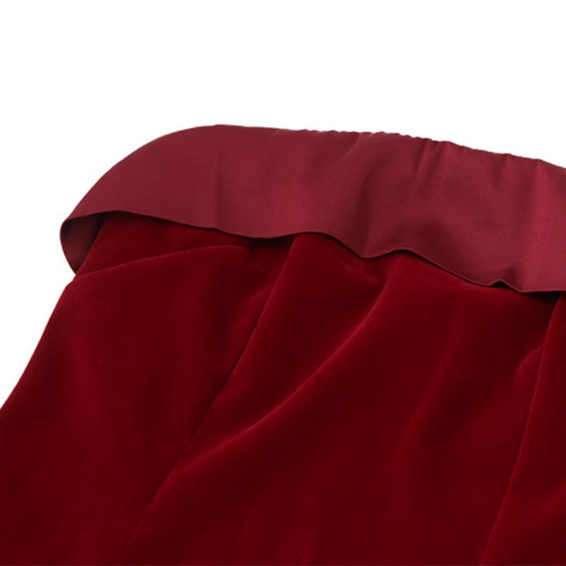 Zip-up slit velvet backless solid tube mini dress