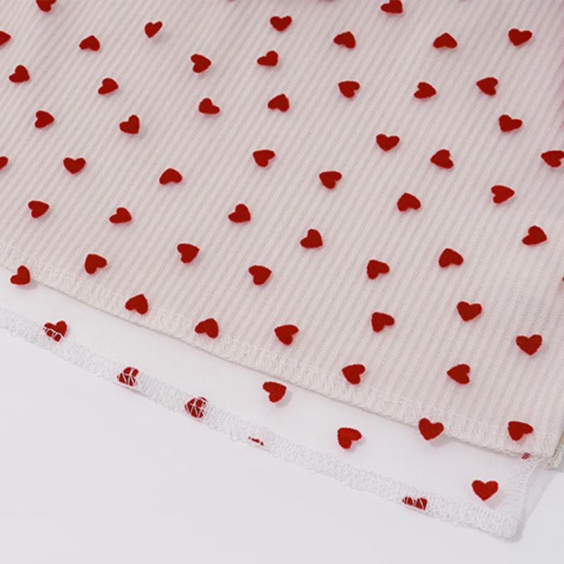 Bowknot applique heart print mesh tube top