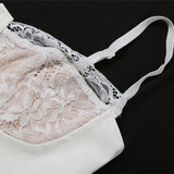 Gants à ourlet en dentelle, haut camisole en cuir PU à col en V 