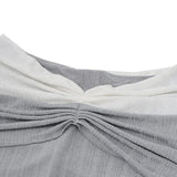 Mini-robe texturée froncée à manches longues et épaules dénudées 