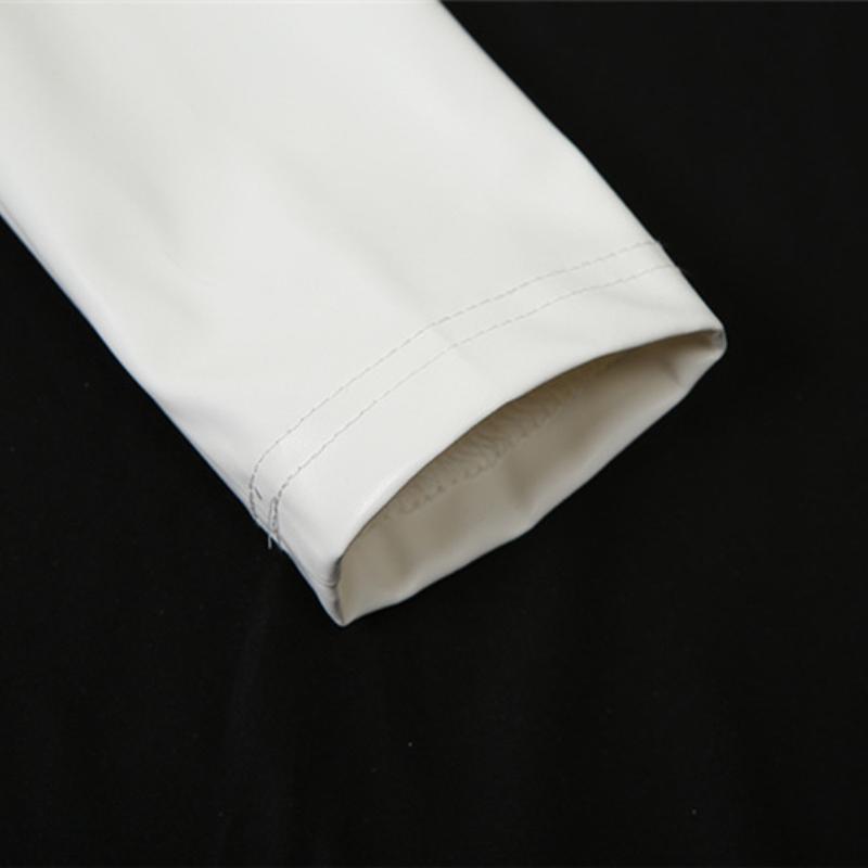 Gants à ourlet en dentelle, haut camisole en cuir PU à col en V 