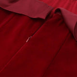 Zip-up slit velvet backless solid tube mini dress