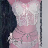 Chaîne de taille en métal avec décoration en croix
