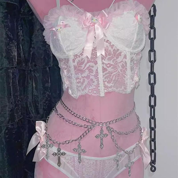 Chaîne de taille en métal avec décoration en croix