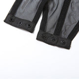 Gloves mesh hollow out button corset cami bodysuit