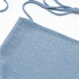 Halter self tie button cowl neck backless top