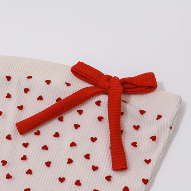Bowknot applique heart print mesh tube top