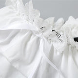 Lace hem ruched bowknot ribbon short pant