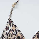 Halter self tie leopard print v neck mini skirt set