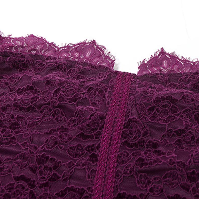 Haut tube uni à dos nu et ourlet en dentelle 