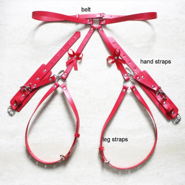 PU leather bowknot decor o ring garter belt
