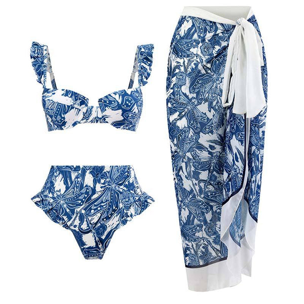 Contrast abstract print bikini swimwear