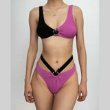 Maillot de bain une pièce rembourré texturé à anneau en O creux 