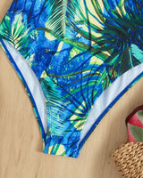 Maillot de bain une pièce rembourré à imprimé contrasté et croisé sur le devant 