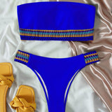 Maillot de bain bikini tube contrasté 