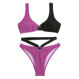 Maillot de bain une pièce rembourré texturé à anneau en O creux 