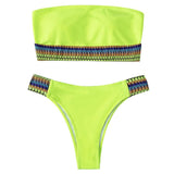Maillot de bain bikini tube contrasté 