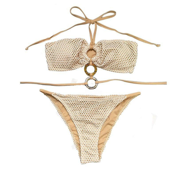 Halter self tie o ring bikini swimwear