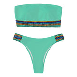 Maillot de bain bikini tube contrasté 