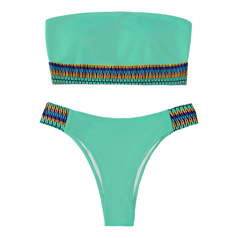 Maillot de bain bikini tube contrasté 