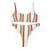 Maillot de bain bikini rayé à imprimé contrasté 