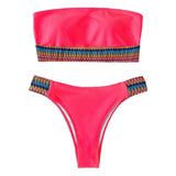 Maillot de bain bikini tube contrasté 