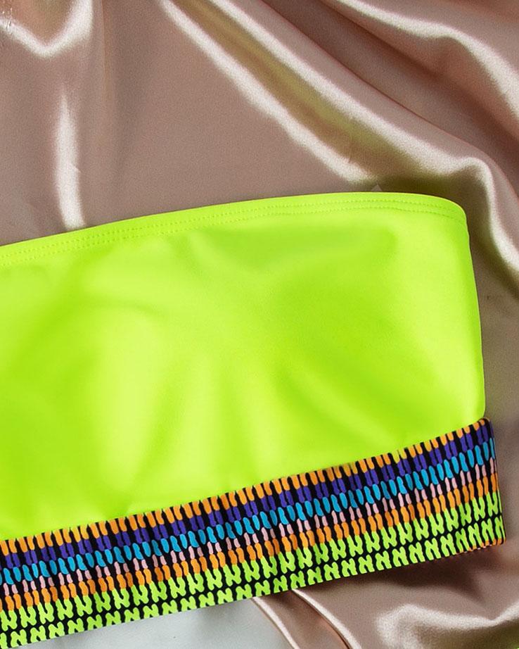 Maillot de bain bikini tube contrasté 