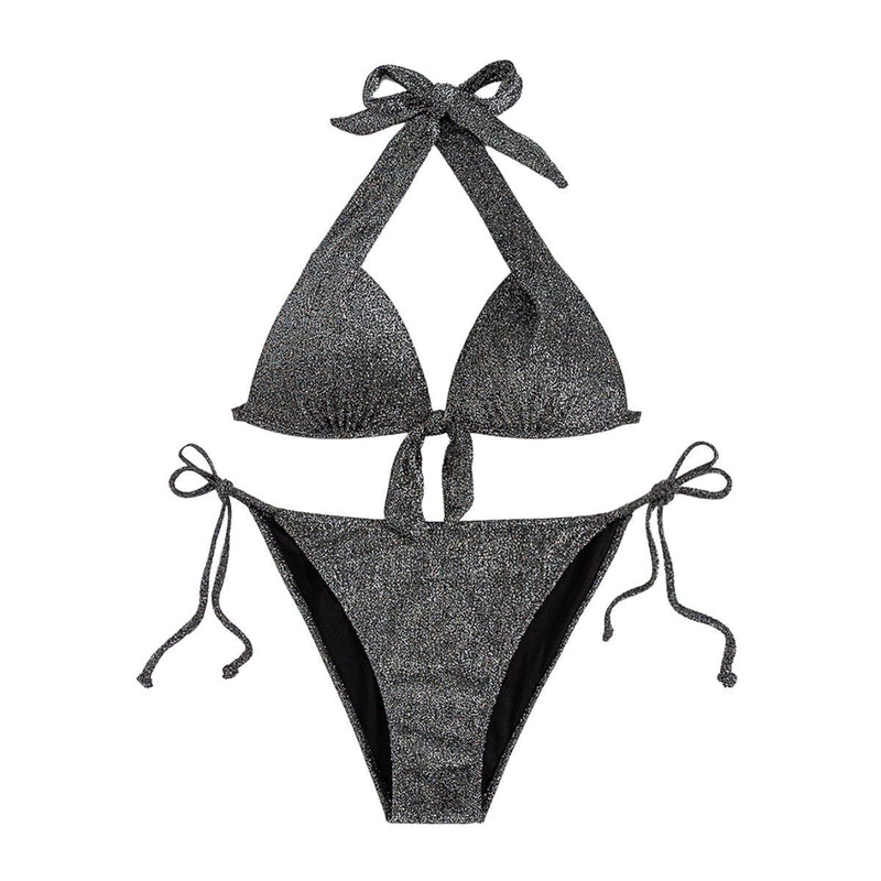 Maillot de bain bikini dos nu texturé à nouer soi-même 