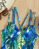 Maillot de bain une pièce rembourré à imprimé contrasté et croisé sur le devant 