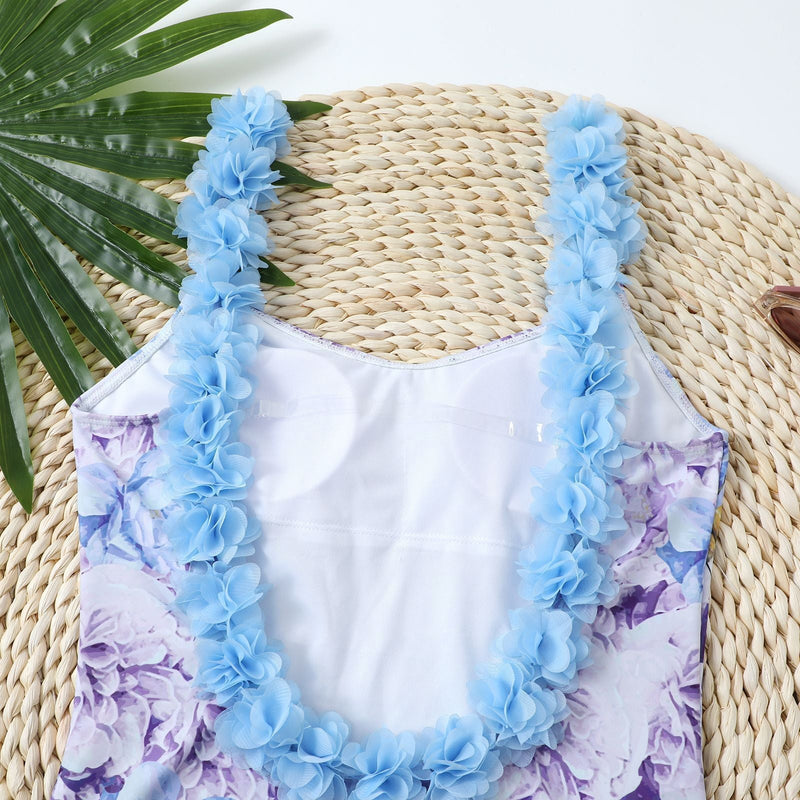 Maillot de bain une pièce à motif floral contrasté, col en U, rembourré et dos nu 