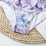 Maillot de bain une pièce à motif floral contrasté, col en U, rembourré et dos nu 