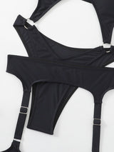 Maillot de bain à nouer avec anneau en O creux et col licou solide 