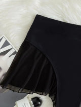 Pantalon patchwork à volants en maille unie 