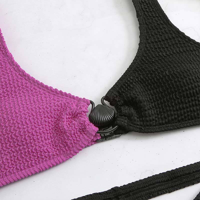 Maillot de bain une pièce rembourré texturé à anneau en O creux 