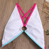 Maillot de bain une pièce dos nu croisé avec anneau contrasté 